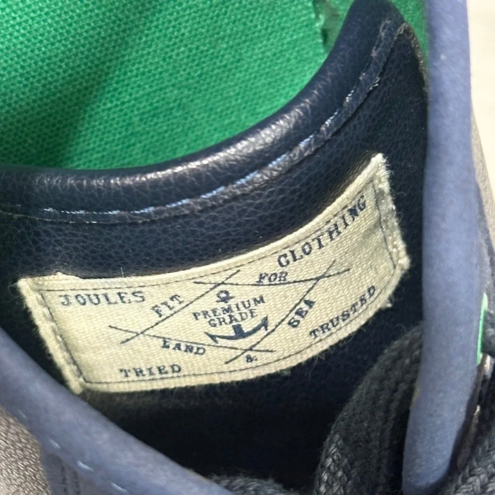 Joules‎ Coast Pump Navy Blue Faux Leather Lace Up Sneakers Women US 7